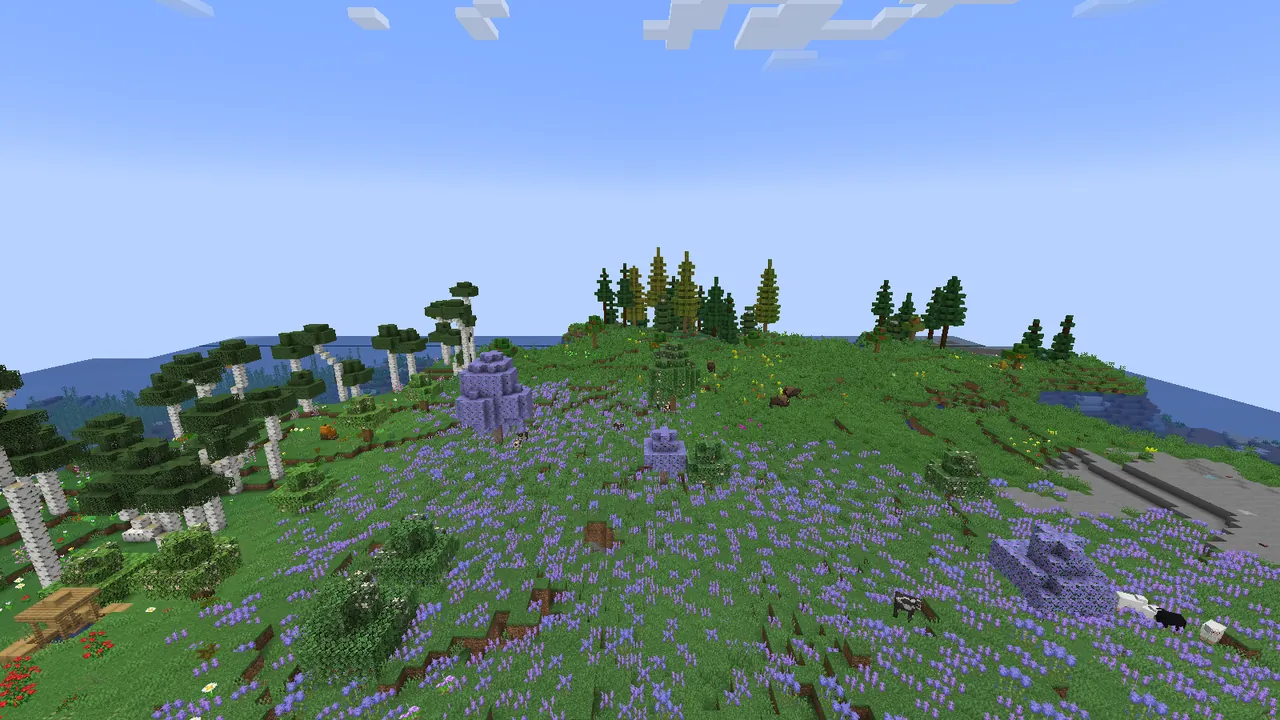 A lavender field with amethyst clusters.