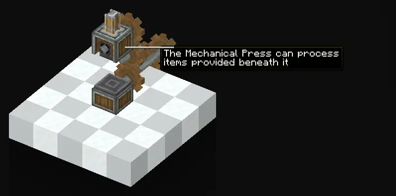 Create Ponder animation: Processing items with the mechanical press