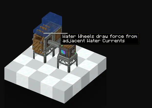 Create Ponder animation: Water wheels draw force from flowing water