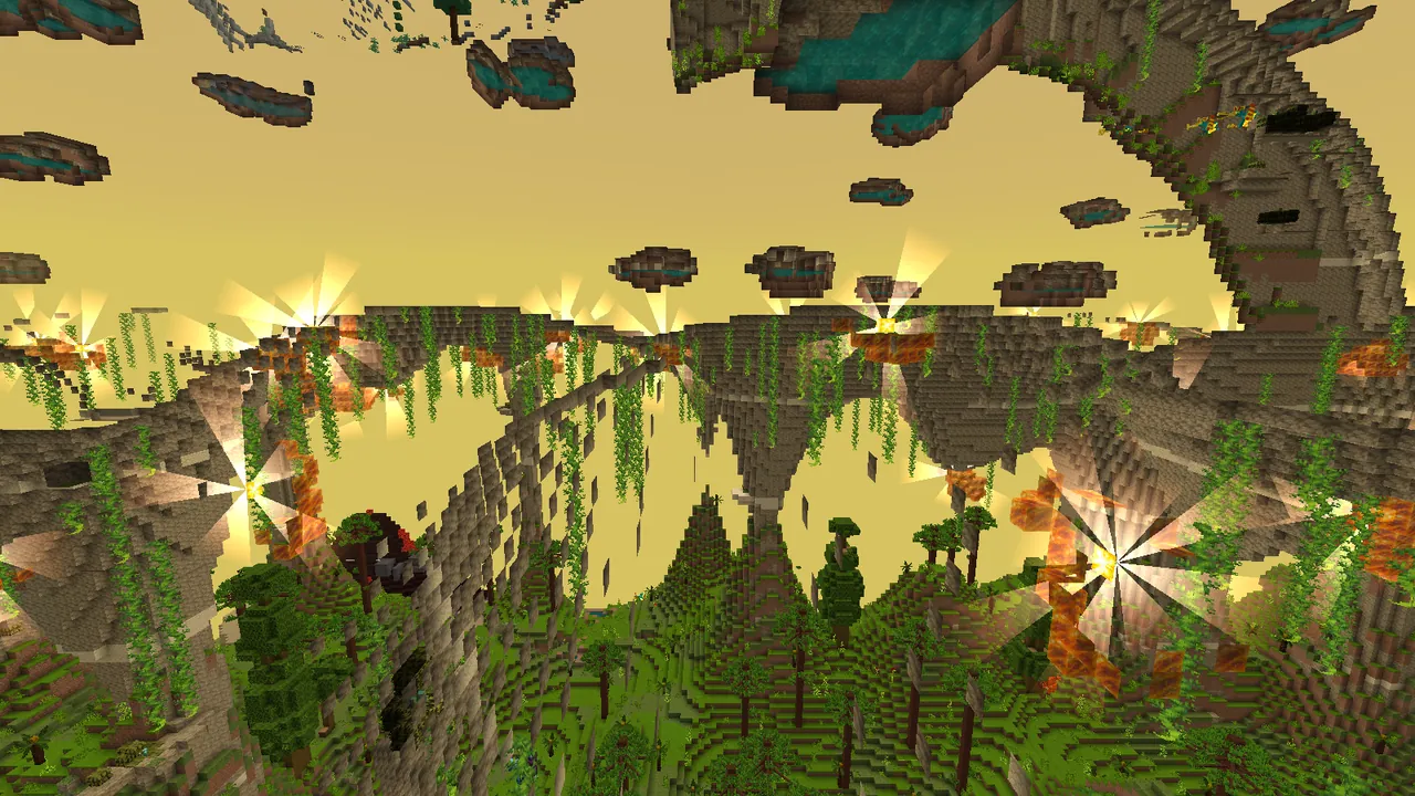 The Primordial Caves: a hidden jungle with dinosaurs, lit by glowing lava.