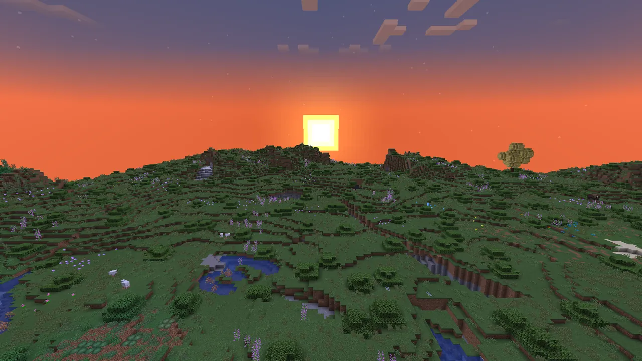 Your first sunset. Real screenshot from Horizons Unbound, with no shaders.