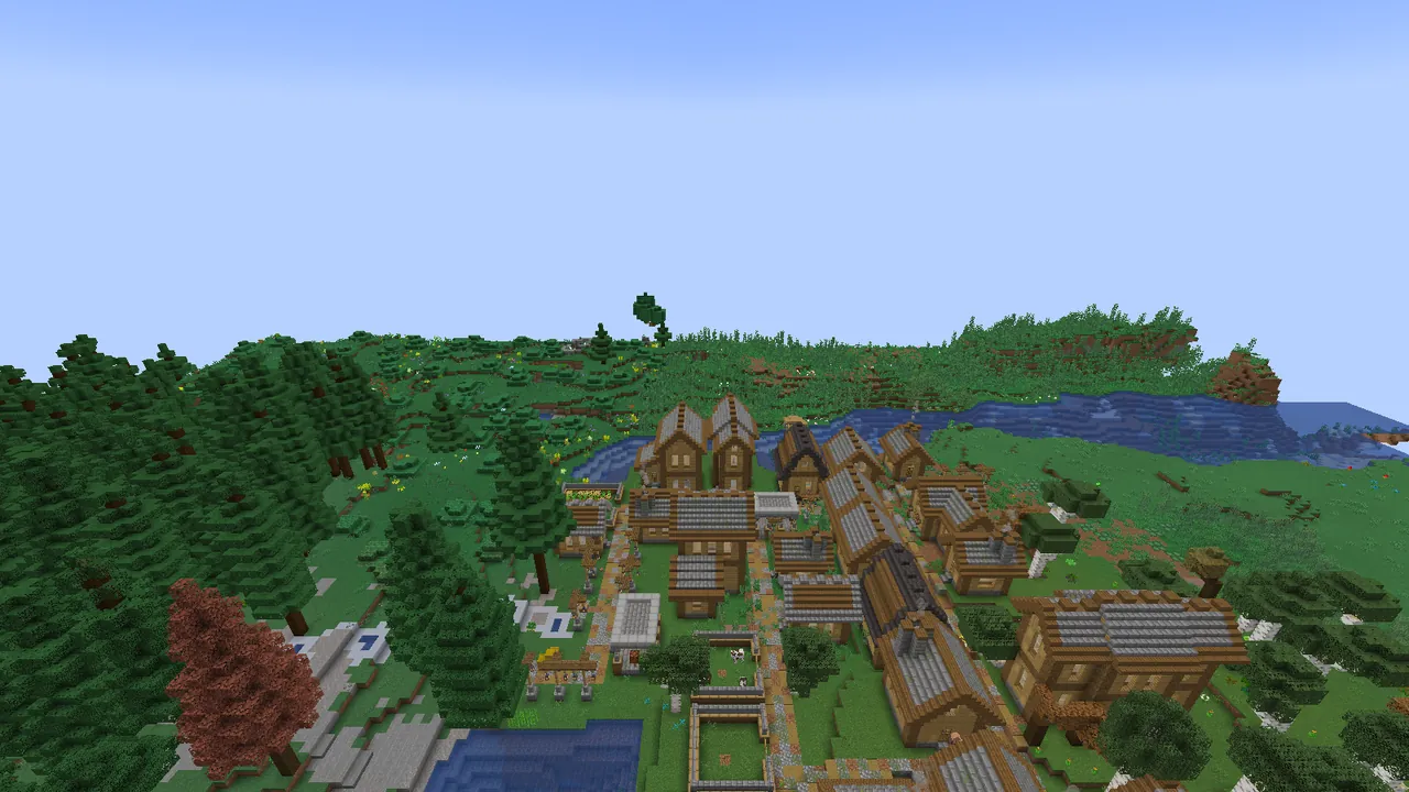 A village rebuilt by ChoiceTheorem's Overhauled Village. Look for the waystone in the middle.